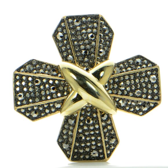 Vintage Kenneth Jay Lane KJL Crystal Maltese Cross Pin Brooch - Picture 1 of 5